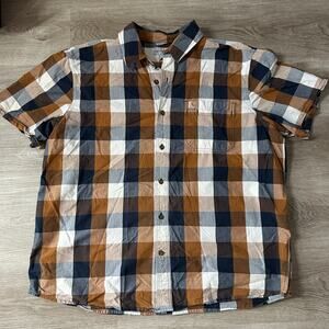 Carhartt 2xl relaxed fit mens button down casual buffalo check plaid shirt